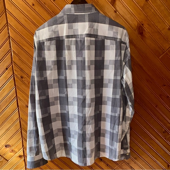 ARMANI EXCHANGE grey plaid button down mens Large - Picture 4 of 4
